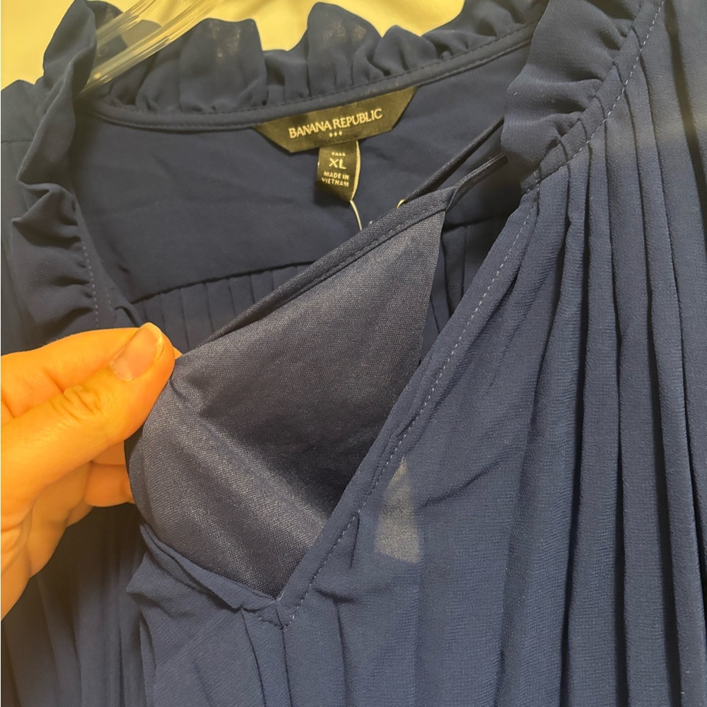 Banana Republic Factory XL Tall Navy Chiffon Dress - Picture 5 of 10
